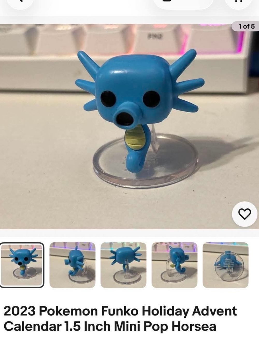 Pokemon Horsea Mini Figure - Light Blue with Yellow Belly